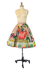 1950s Hand Painted Dancing Couple Skirt