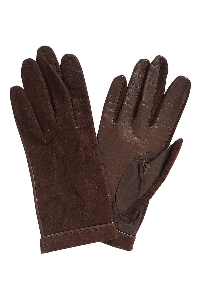 1950s Hermes Suede & Leather Gloves 7