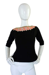 1950s Lanvin Attributed Embellished Top