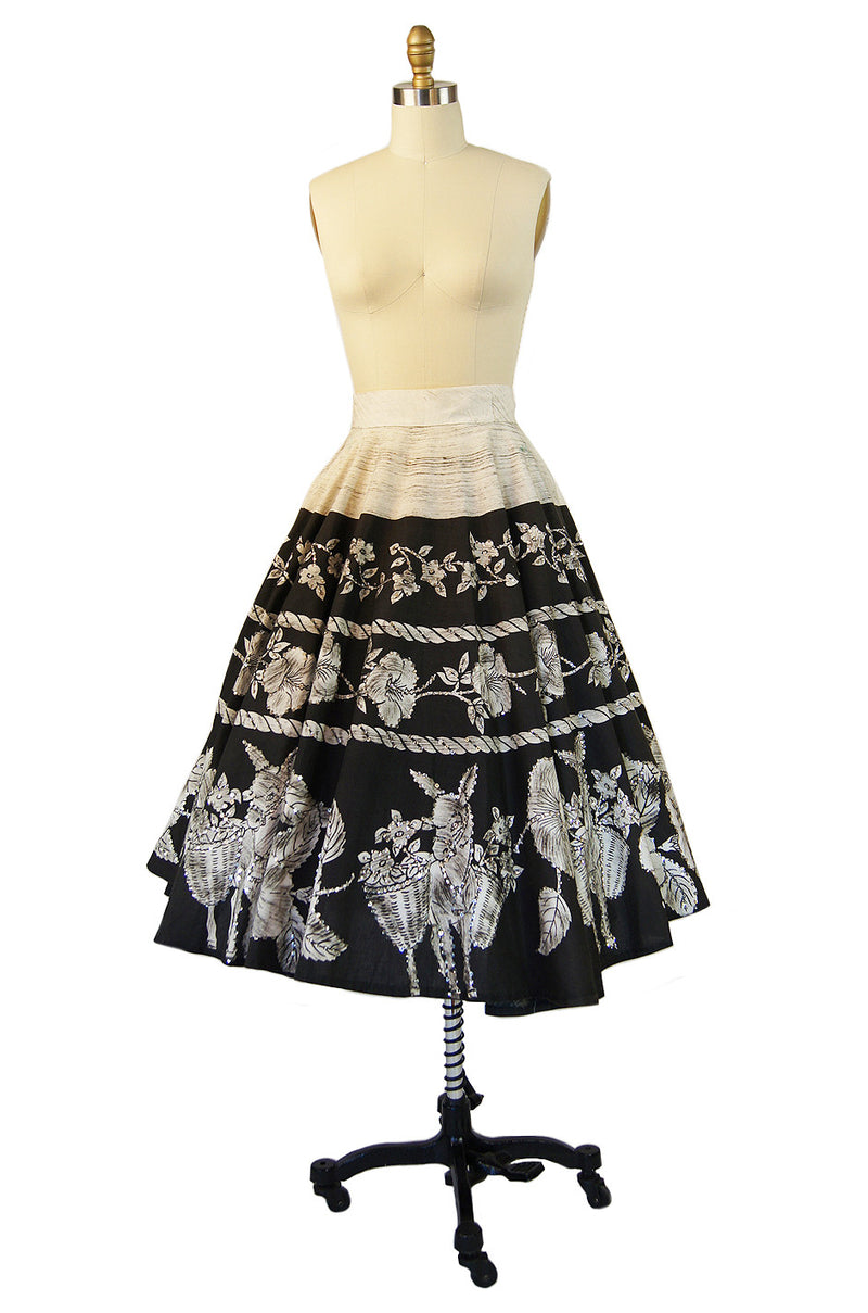 1950s Sequin Donkey Mexican Skirt