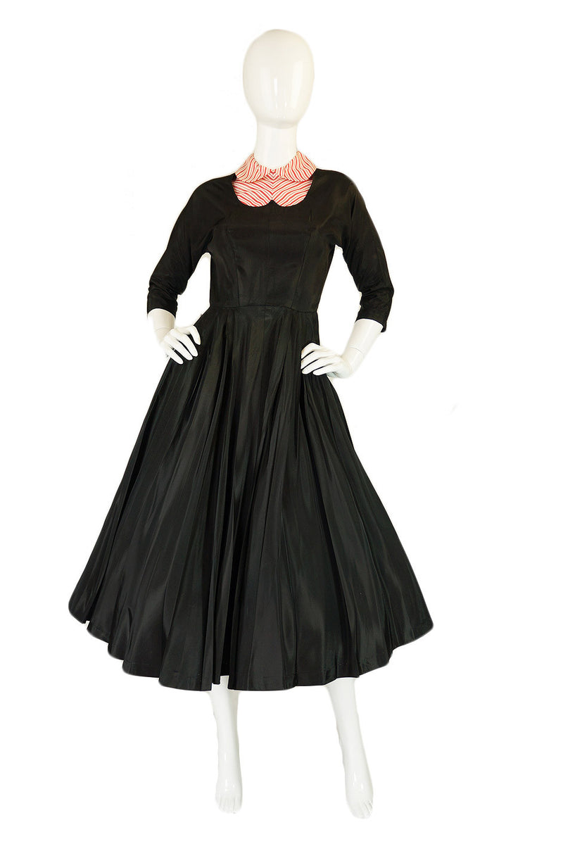 Early 1950s Peppermint Stripe Silk Dress