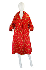 1950s Red & Gold Silk Brocade Coat