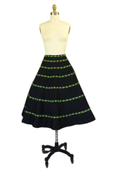1950s Black & Green Ribbon Circle Skirt
