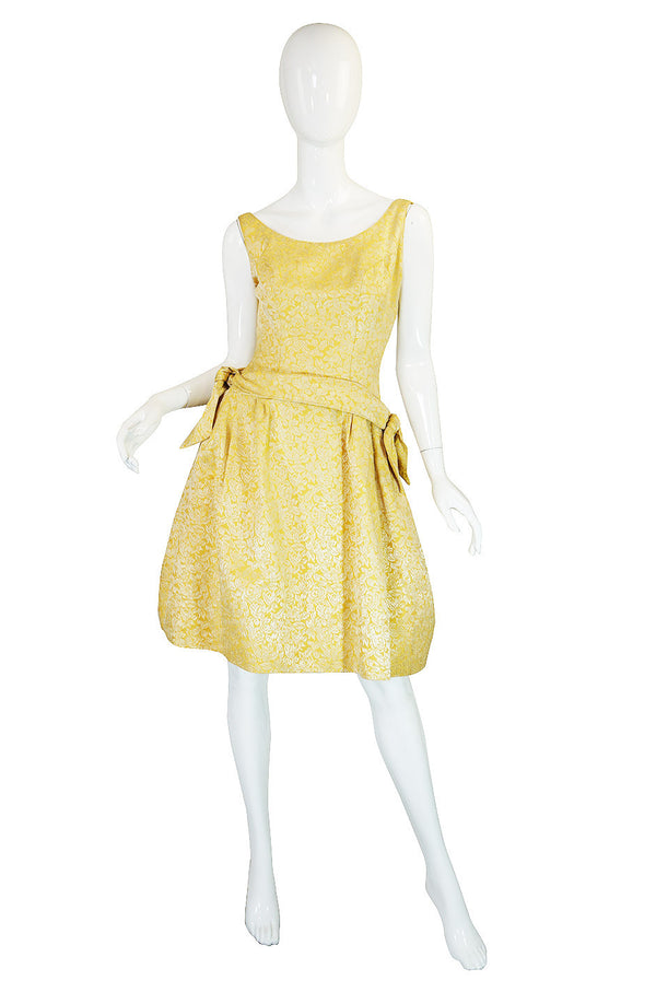 1950s Golden Silk Brocade Cocktail Dress