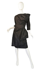 1950s Heavy Silk Swagged Mignon Dress