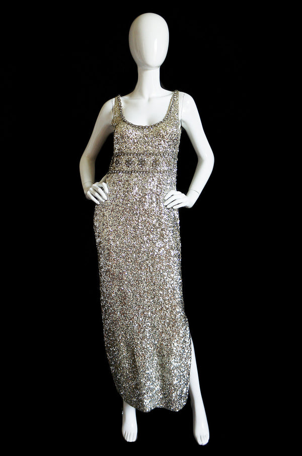 1950s Heavily Beaded & Sequined Gown