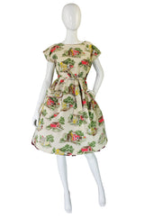 1950s Scenic Wrap Cotton Dress by Swirl
