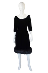 1950s Fox Trim Velvet Suzy Perette Dress