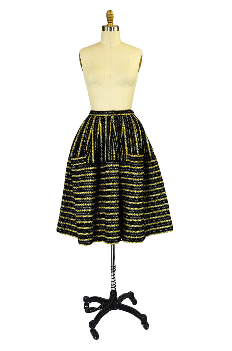 Amazing 1950s Woven Striped Skirt Shrimpton Couture