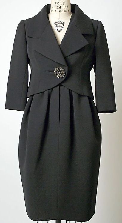 Fall 1959 Cristobal Balenciaga Haute Couture Black Jacket w Incredible Beaded Buttons