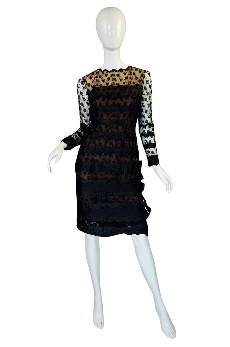 1970s Bill Blass Lace & Ribbons Dress