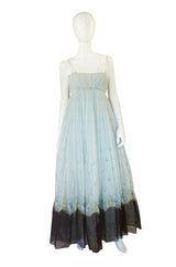 1960s Bosand Net Blue Gown with Cape