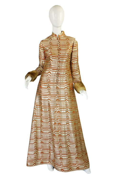1960s Brocade & Fur Oscar De La Renta