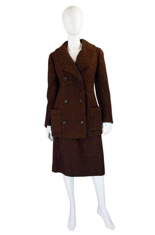 1960s Christian Dior Brown Wool Suit