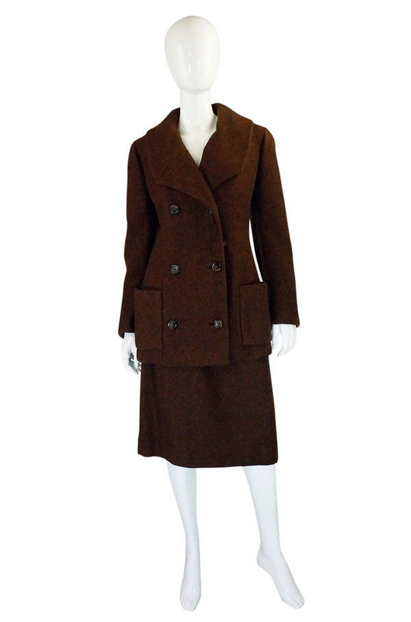 1960s Christian Dior Brown Wool Suit