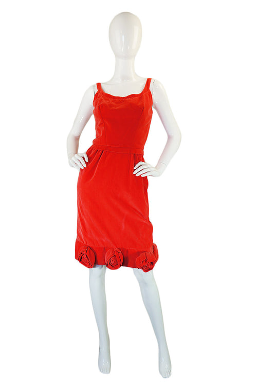 1950s Coral Emma Domb Rose Dress