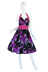1950s Full Skirter Floral Halter Dress