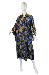 1960s Gold Thread & Blue Kimono Coat