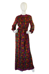 1970s Indian Silk Treacy Lowe Maxi Dress