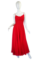1950s John Wanamakers Red Silk Gown