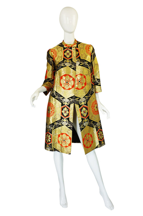 1950s Rich Metallic Silk Brocade Coat