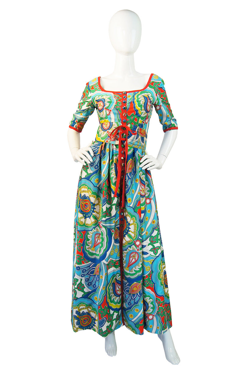 1960s Oscar De la Renta Colorful Maxi