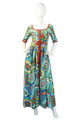 1960s Oscar De la Renta Colorful Maxi