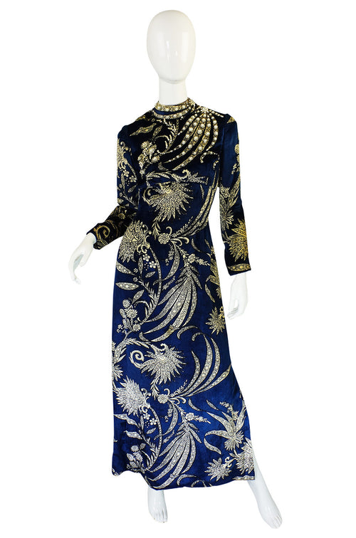 1960s Pearl Detailed George Halley Gown