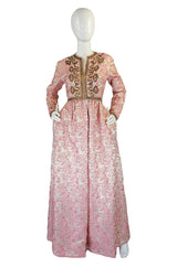 1950s Pink Brocade Ceil Chapman Gown