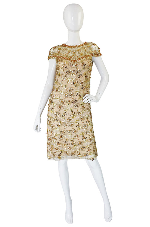 1960s Rare Nina Ricci Beaded Shift Dress