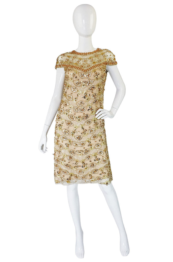 1960s Rare Nina Ricci Beaded Shift Dress