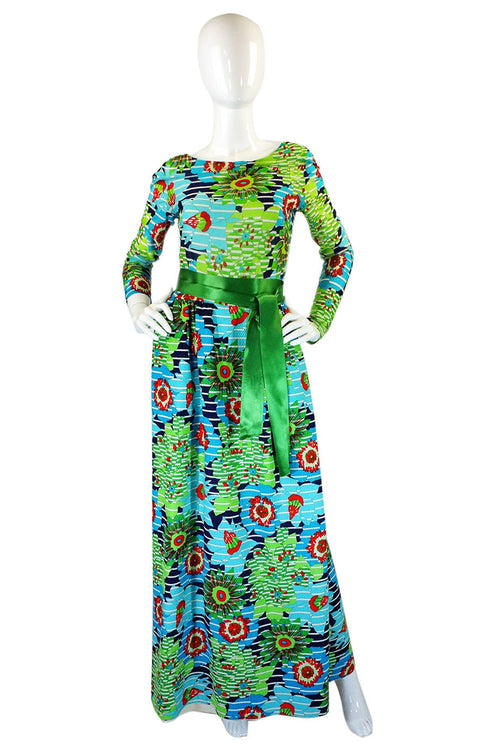1971 Rare Lanvin Bright Print Maxi Dress