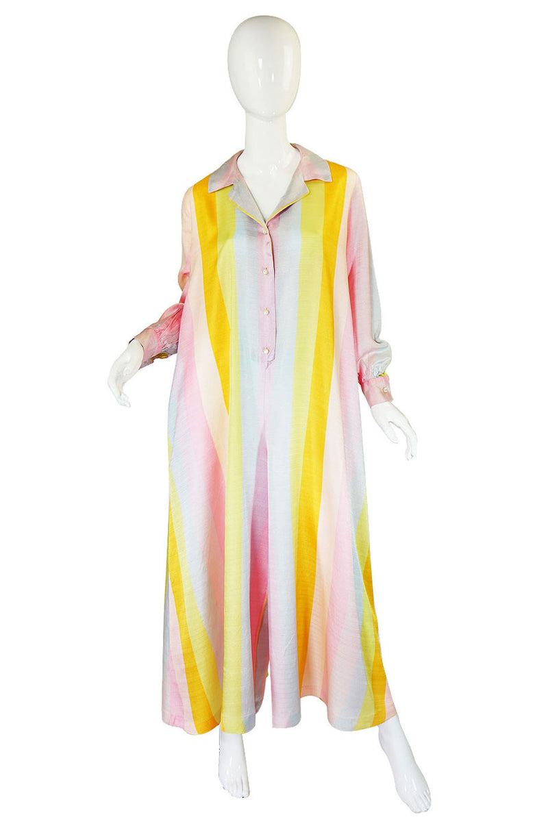 1960s Schiaperelli Silk Striped Jumpsuit