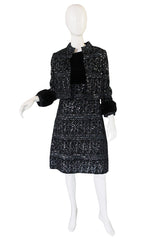 1960s Sequin and Mink Jacket & Dress