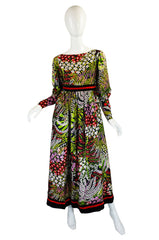1960s Silk Floral Mollie Parnis Maxi Dress
