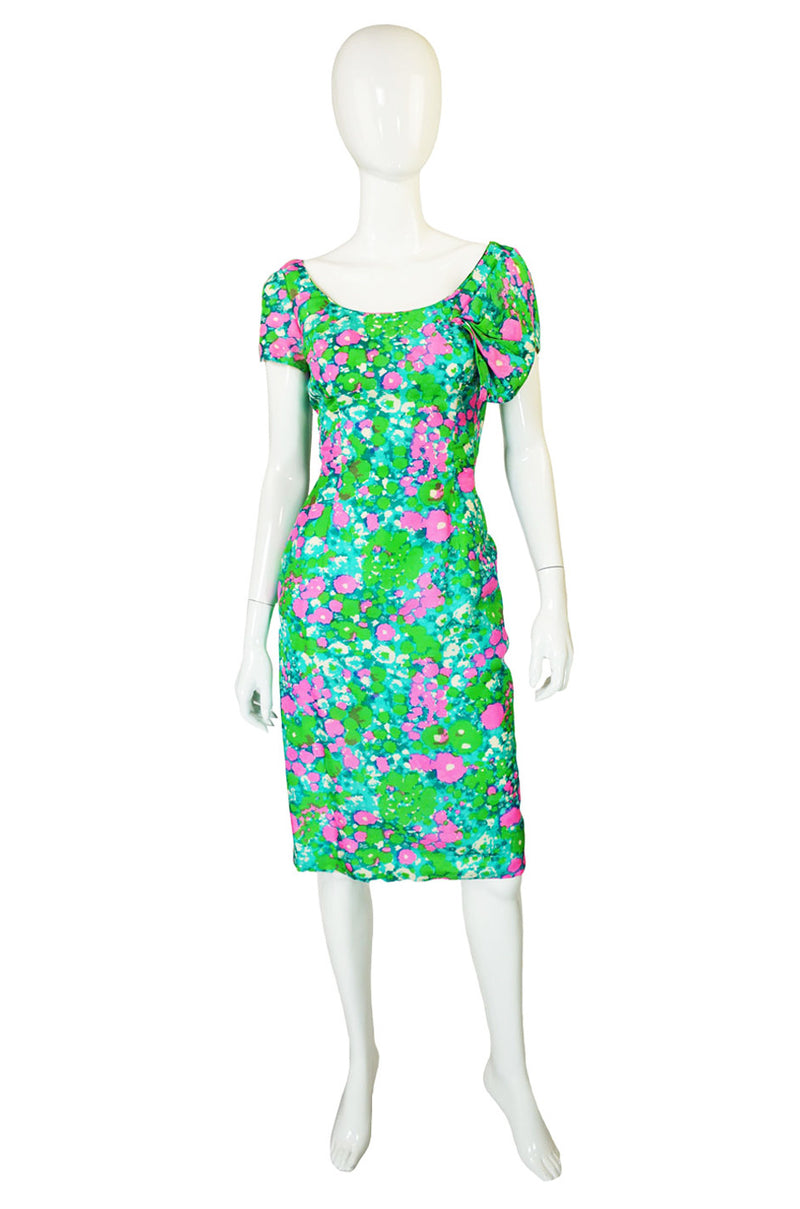 1960s Silk Mr Blackwell Floral Dress