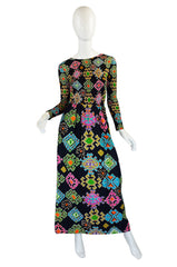 1971 Rare Lanvin Multi Color Maxi Dress