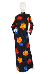 1980s Adele Simpson Floral Print Silk Skirt & Tunic