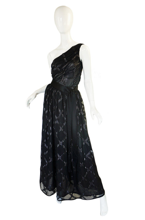 1970s Adolfo One Shoulder Top & Skirt