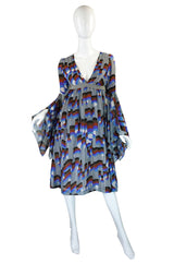 1970s Balloon Flutter Sleeve Jean Varon