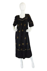 1970s Bill Tice Painted Cheesecloth Dress