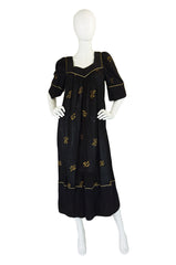 1970s Bill Tice Painted Cheesecloth Dress