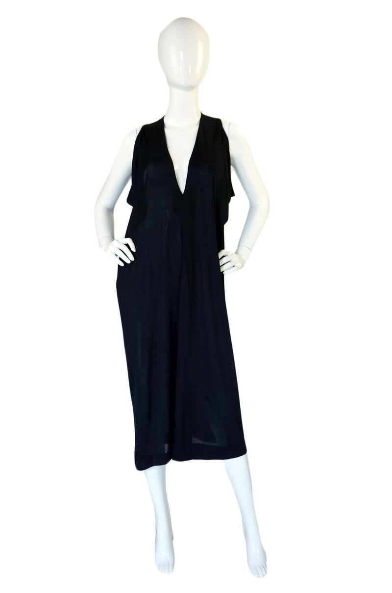 1970s Black Drape Mollie Parnis Dress