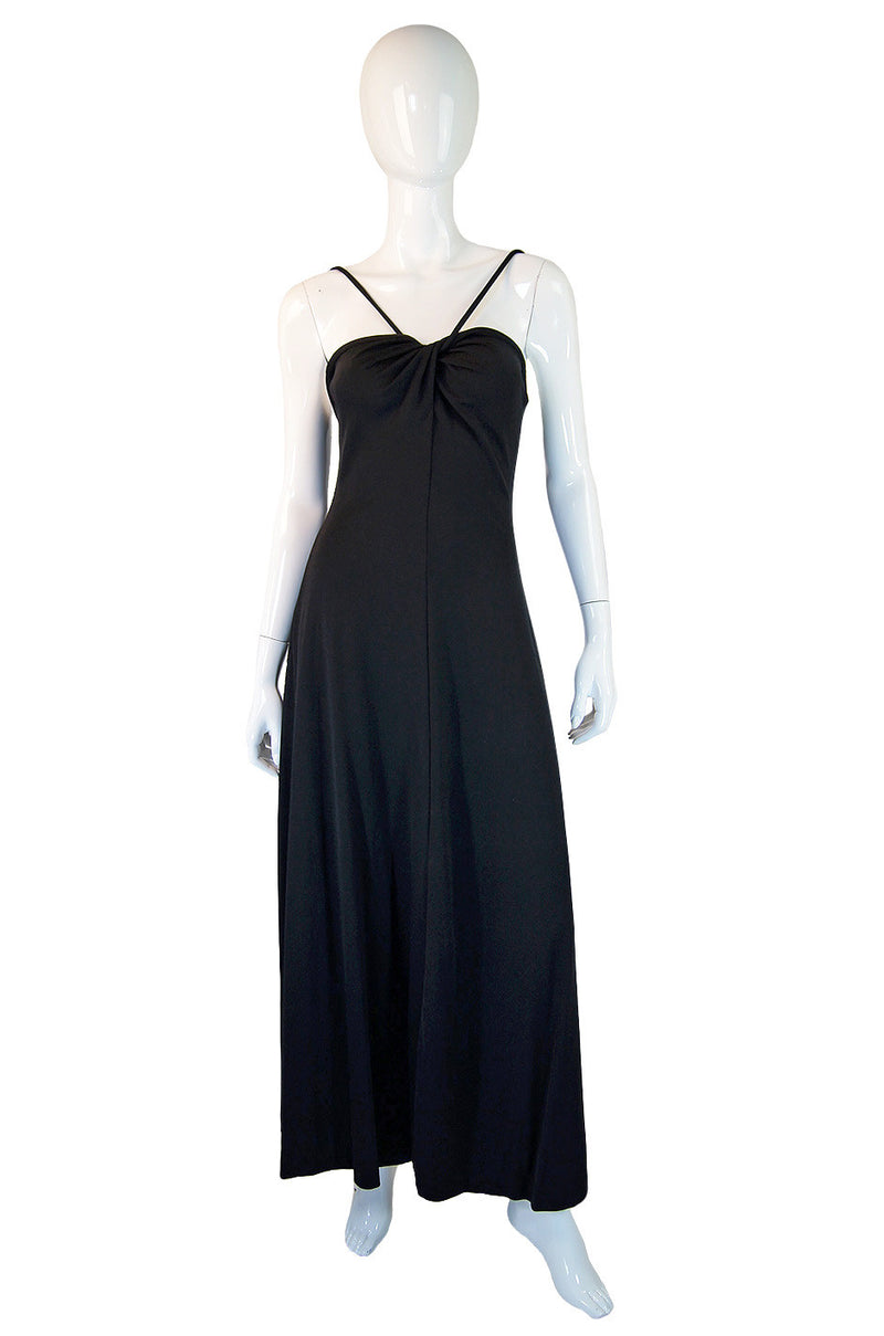 1970s Clovis Ruffin Halter Maxi Dress