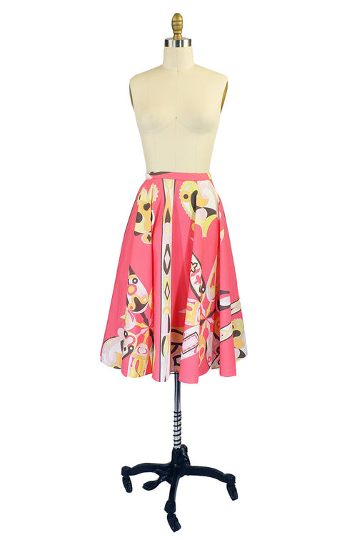 1990s Coral Cotton Pucci Circle Skirt
