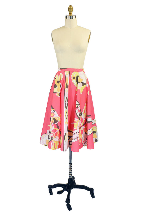 1990s Coral Cotton Pucci Circle Skirt