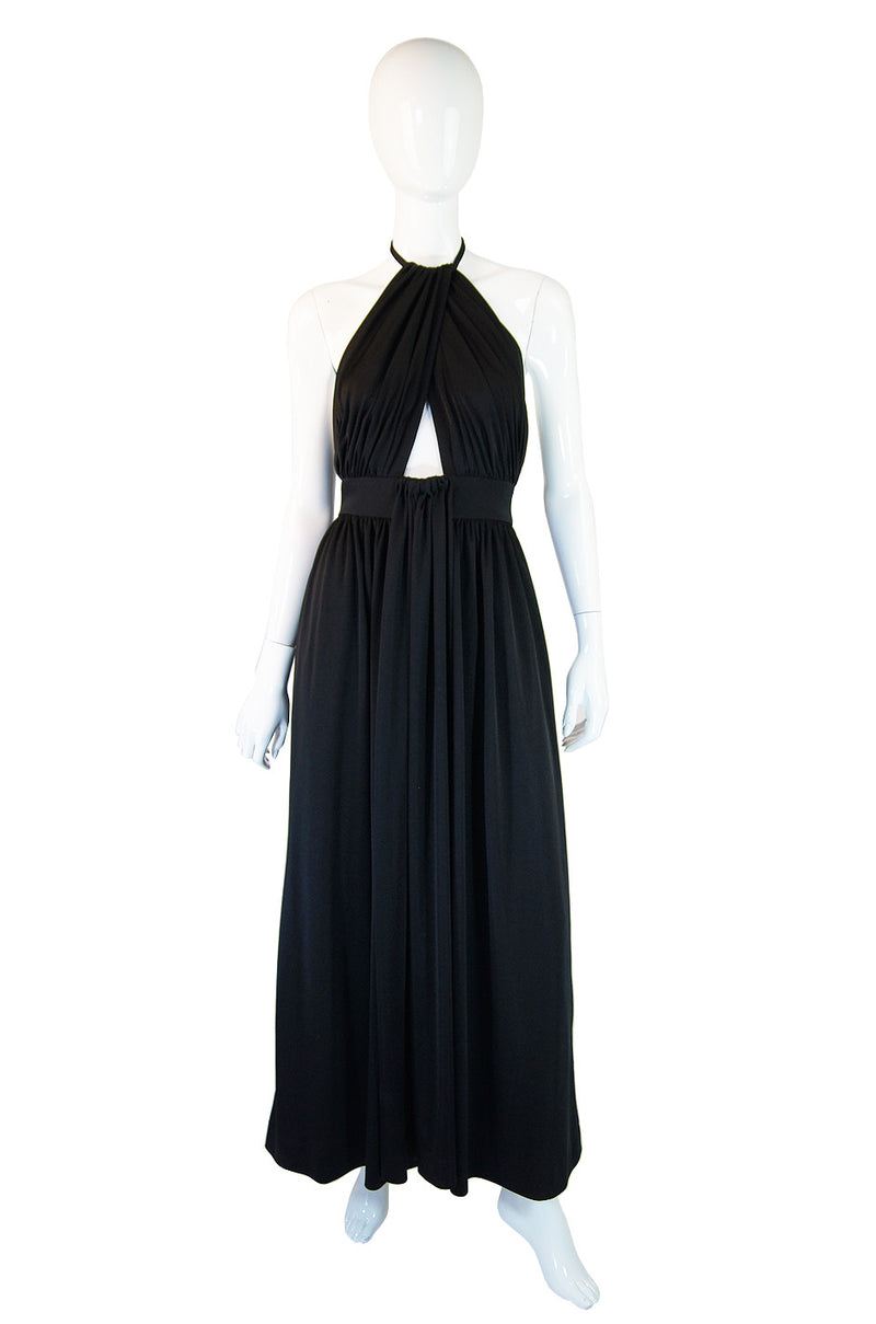 1970s Estevez Twist Halter Maxi Dress