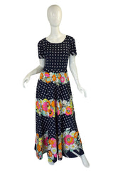 1970s Floral Logo Lanvin Maxi Dress