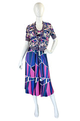 1970s French Pretty Print Dress & Jacket