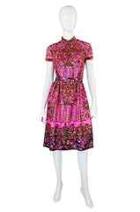 1960s Gina Charles Pink Print Dress